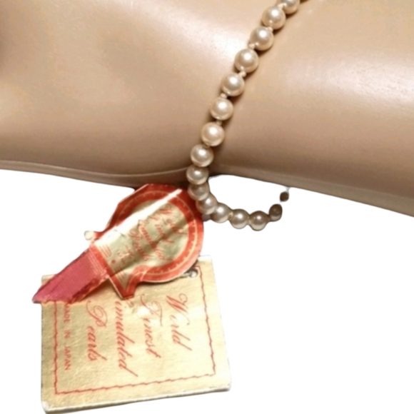 Vintage 1950s Mid Century Cultra Simulated Pearl Bracelet With Original Tag - Picture 6 of 14